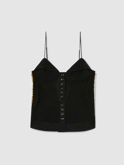 Reiss Atelier Embellished Corset Top in Black