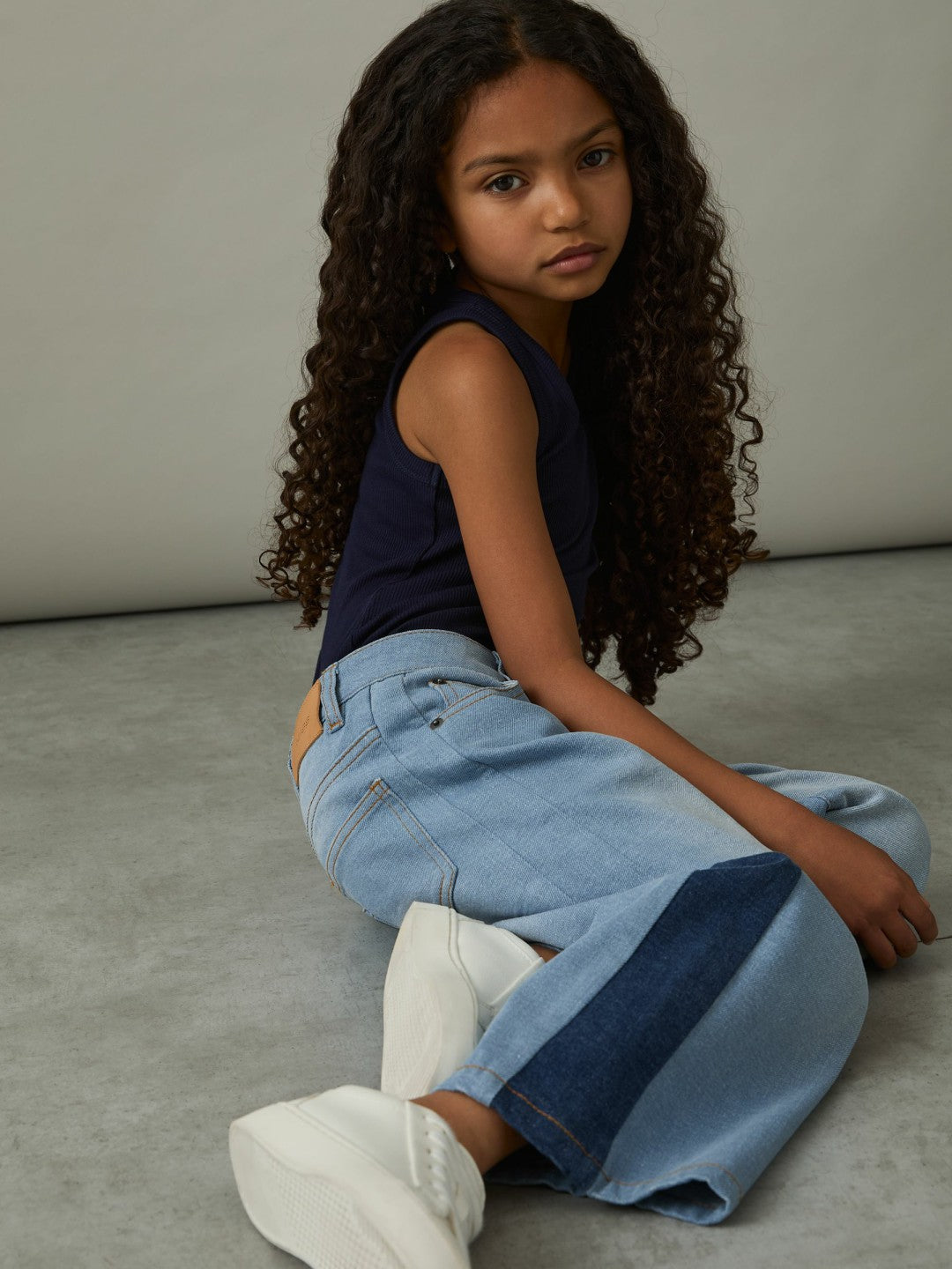 Reiss 4-9 yrs Patchwork Denim Jeans Two-Tone in Blue