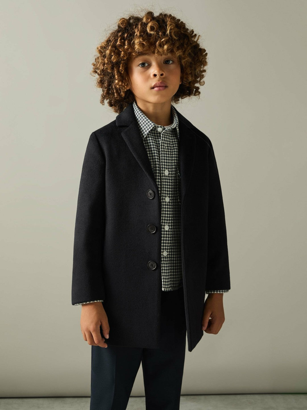 Reiss 3-9 yrs Single Breasted Overcoat in Navy