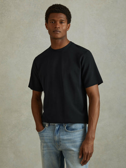Reiss Textured Crew-Neck T-Shirt in Navy