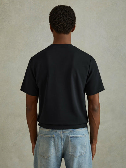 Reiss Textured Crew-Neck T-Shirt in Navy