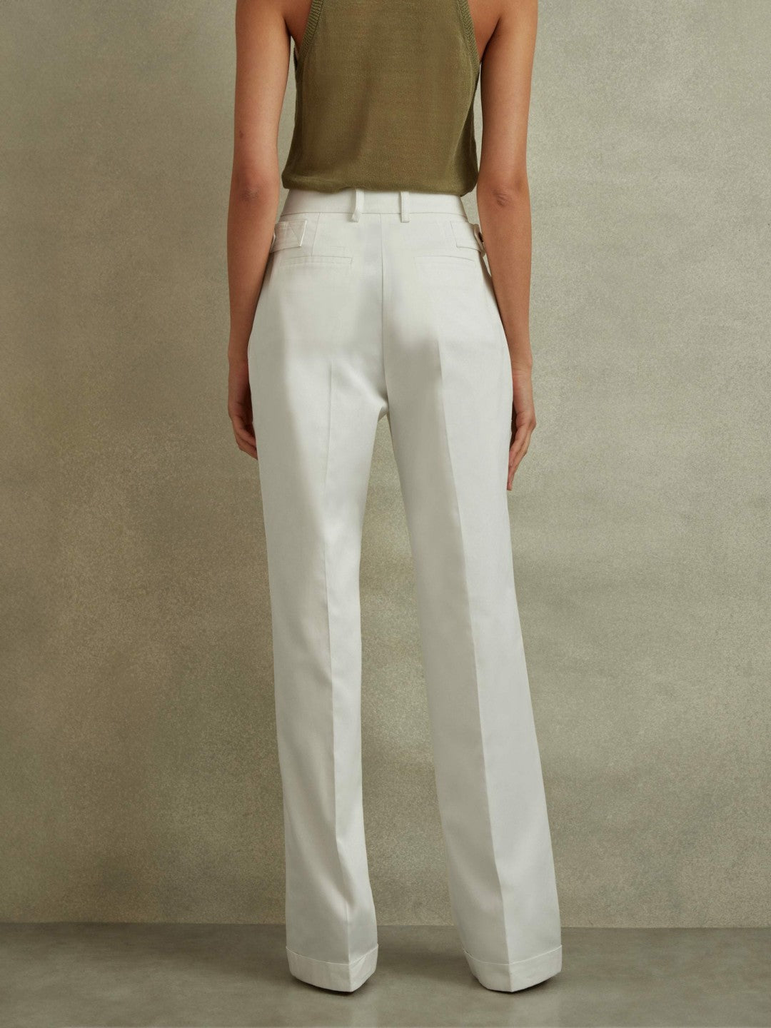 Reiss Cotton Wide Leg Suit Trousers in White