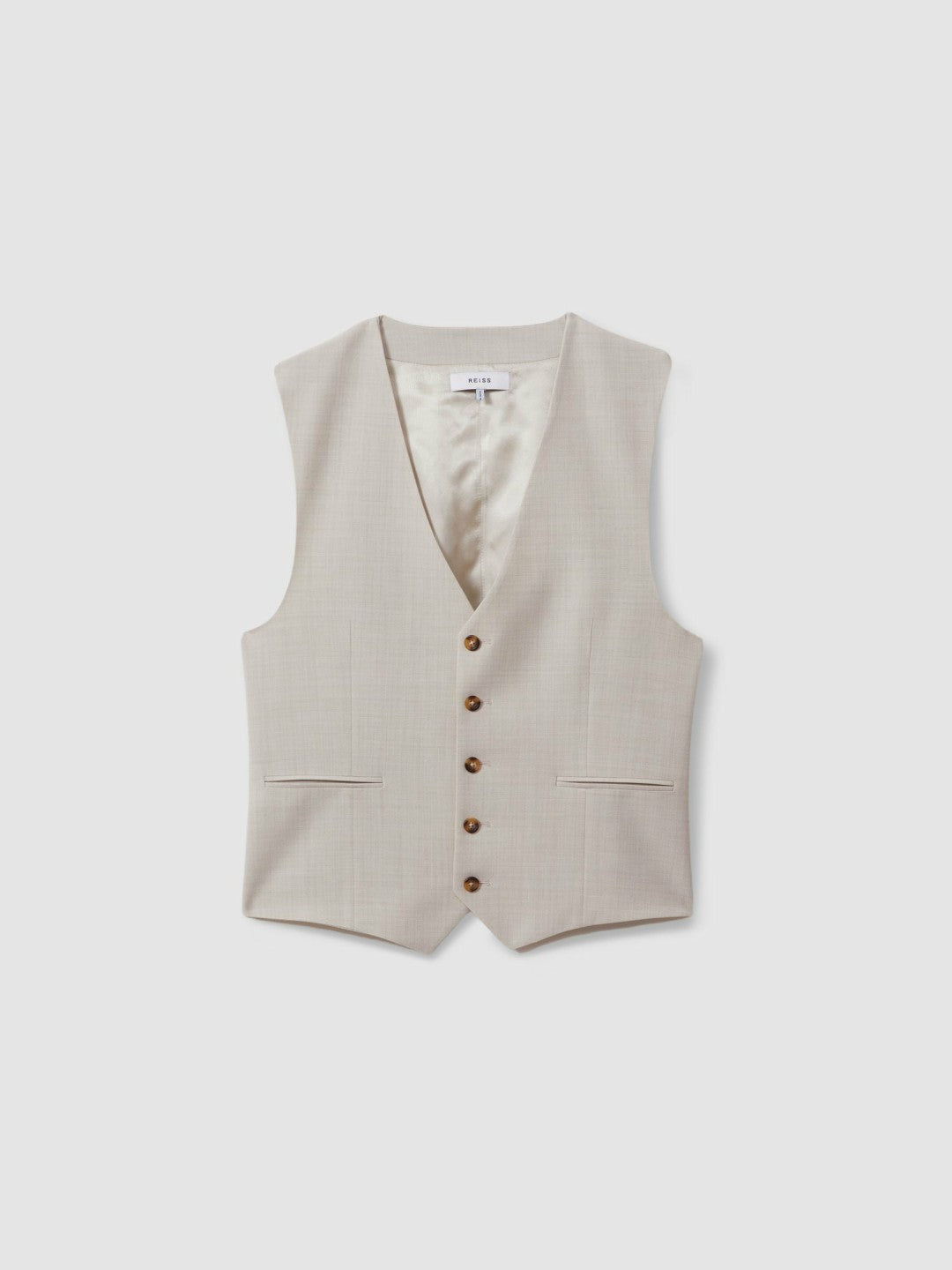Reiss Slim Fit Single Breasted Waistcoat in Stone