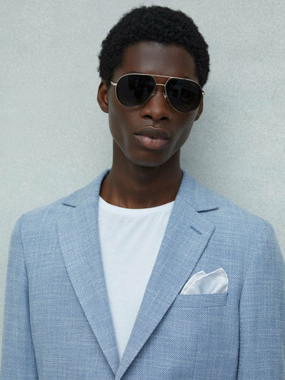 Reiss Polka Dot Silk Pocket Square in Light Blue
