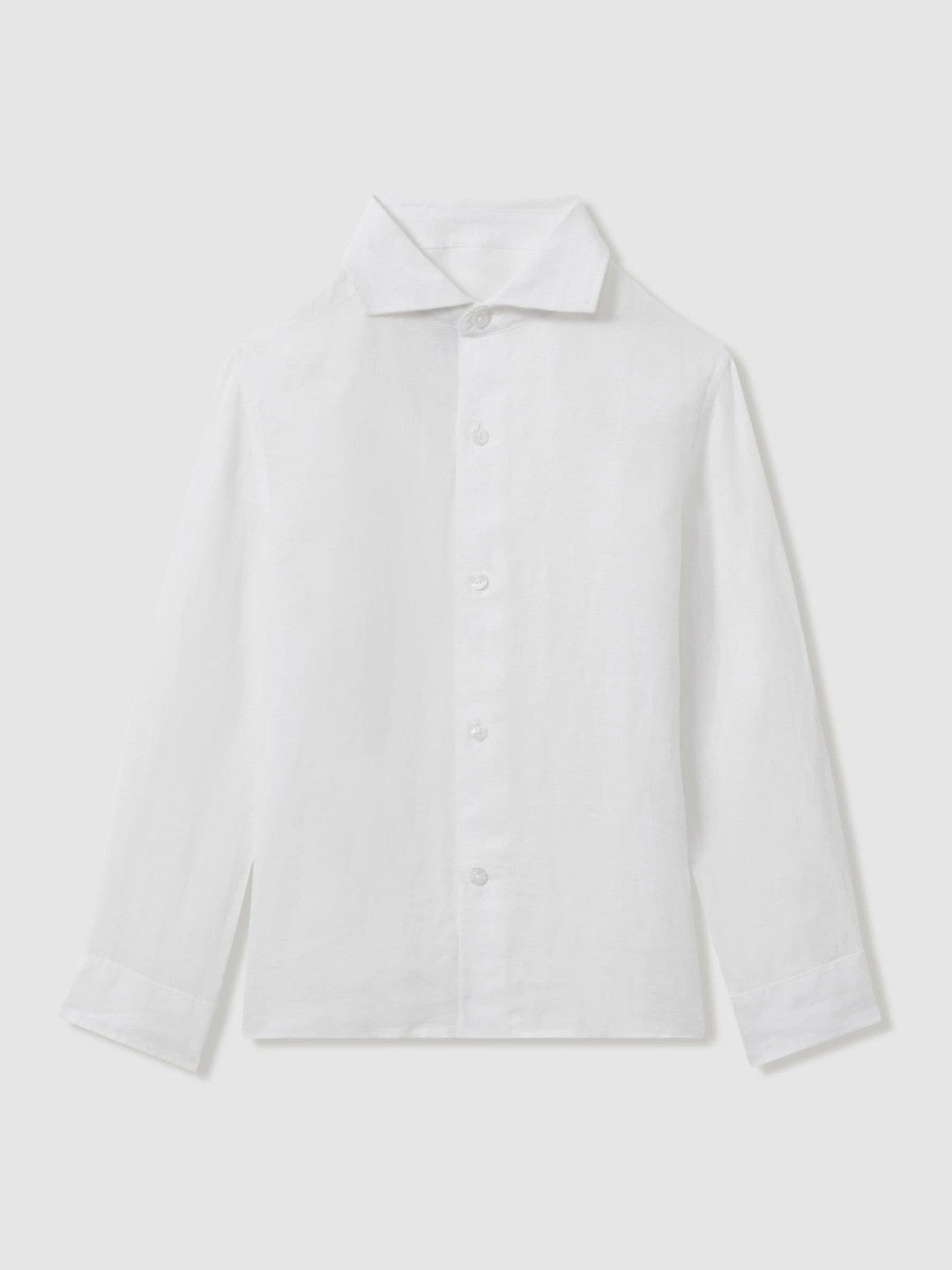 Reiss 9-13 yrs Linen Cutaway Collar Shirt in White