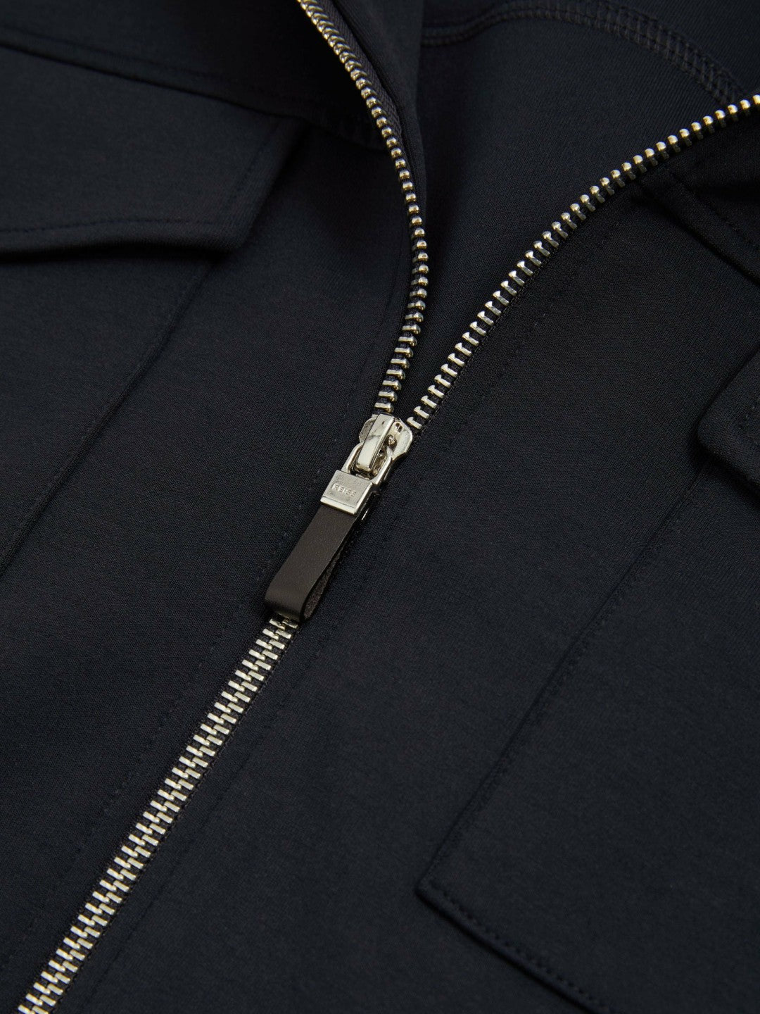 Reiss Interlock Jersey Zip-Through Jacket in Navy Blue