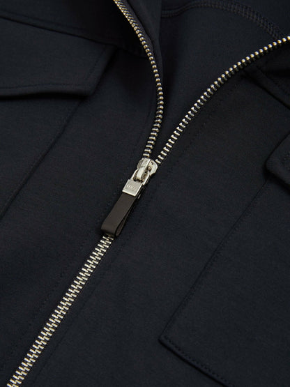 Reiss Interlock Jersey Zip-Through Jacket in Navy Blue