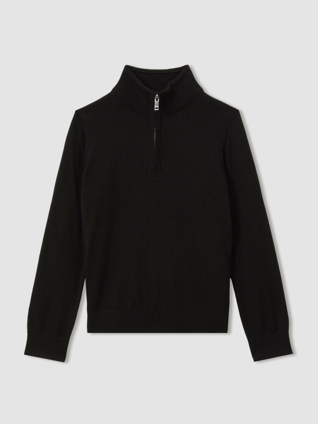 Reiss 3-9 yrs Merino Wool Half-Zip Funnel Neck Jumper in Black