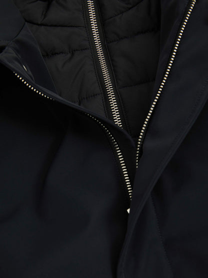 Reiss Hybrid Removable Funnel Neck Overcoat in Navy