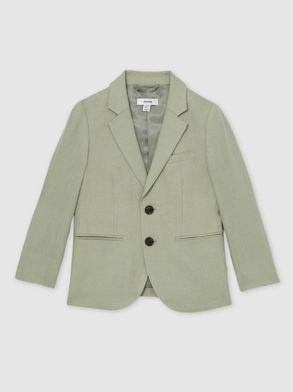 Reiss 3-9 yrs Linen Single Breasted Blazer in Apple