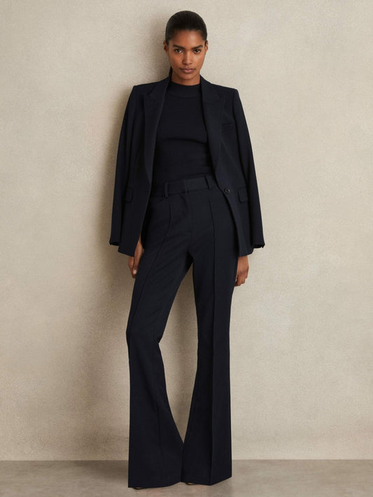 Reiss Flared Suit Trousers in Navy