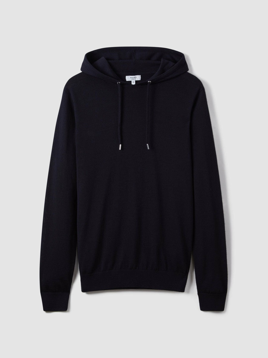 Reiss Merino Wool Drawstring Hoodie in Navy