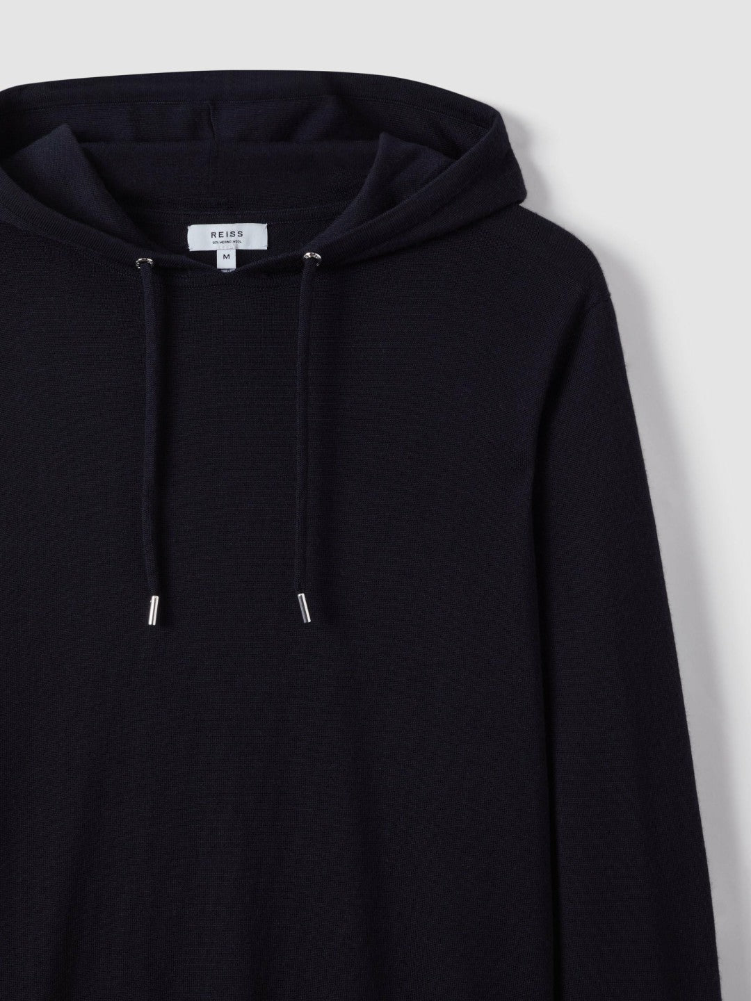 Reiss Merino Wool Drawstring Hoodie in Navy