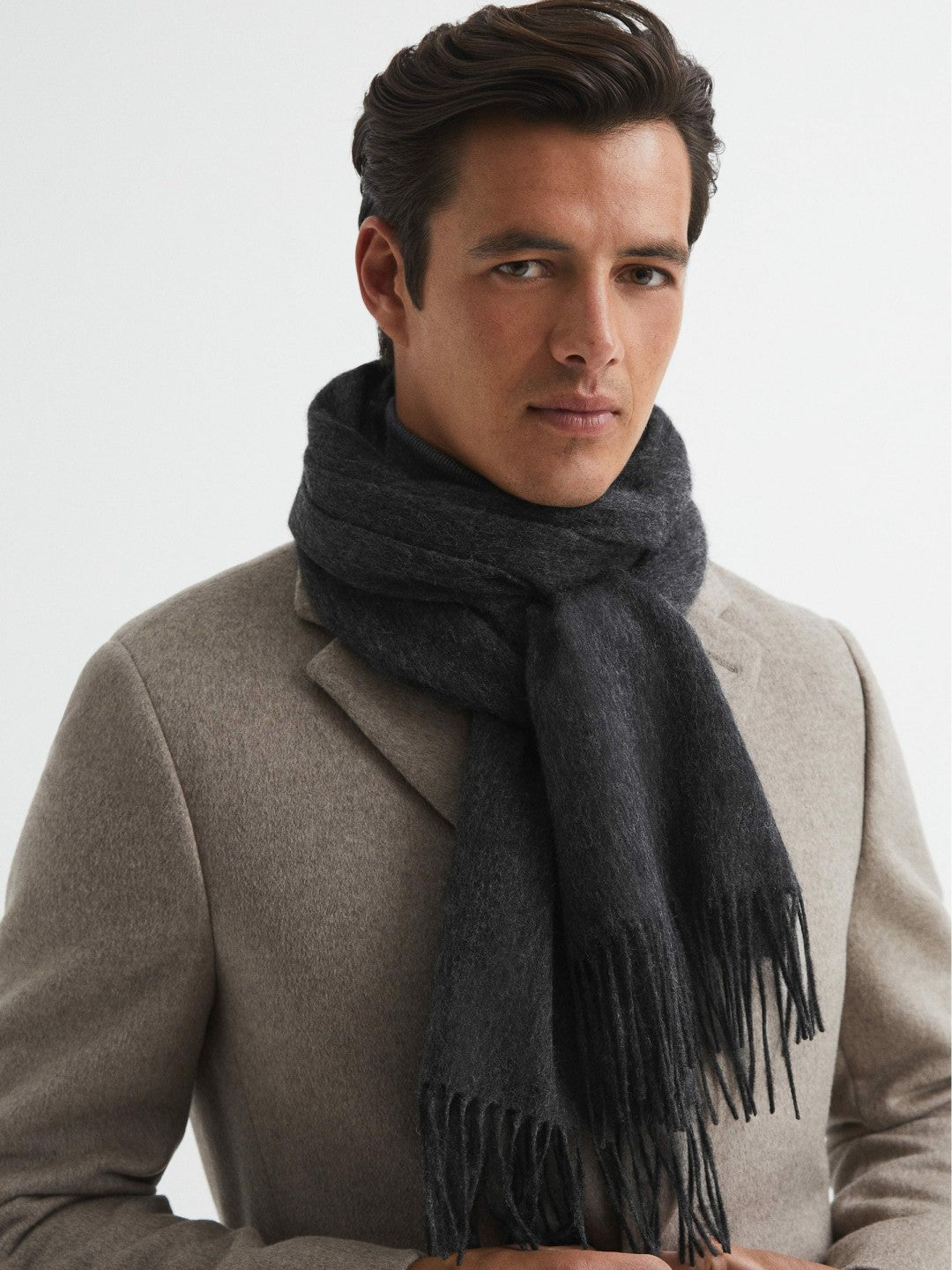 Reiss Wool and Cashmere Scarf in Charcoal