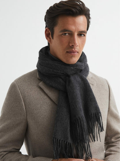 Reiss Wool and Cashmere Scarf in Charcoal