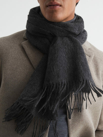 Reiss Wool and Cashmere Scarf in Charcoal