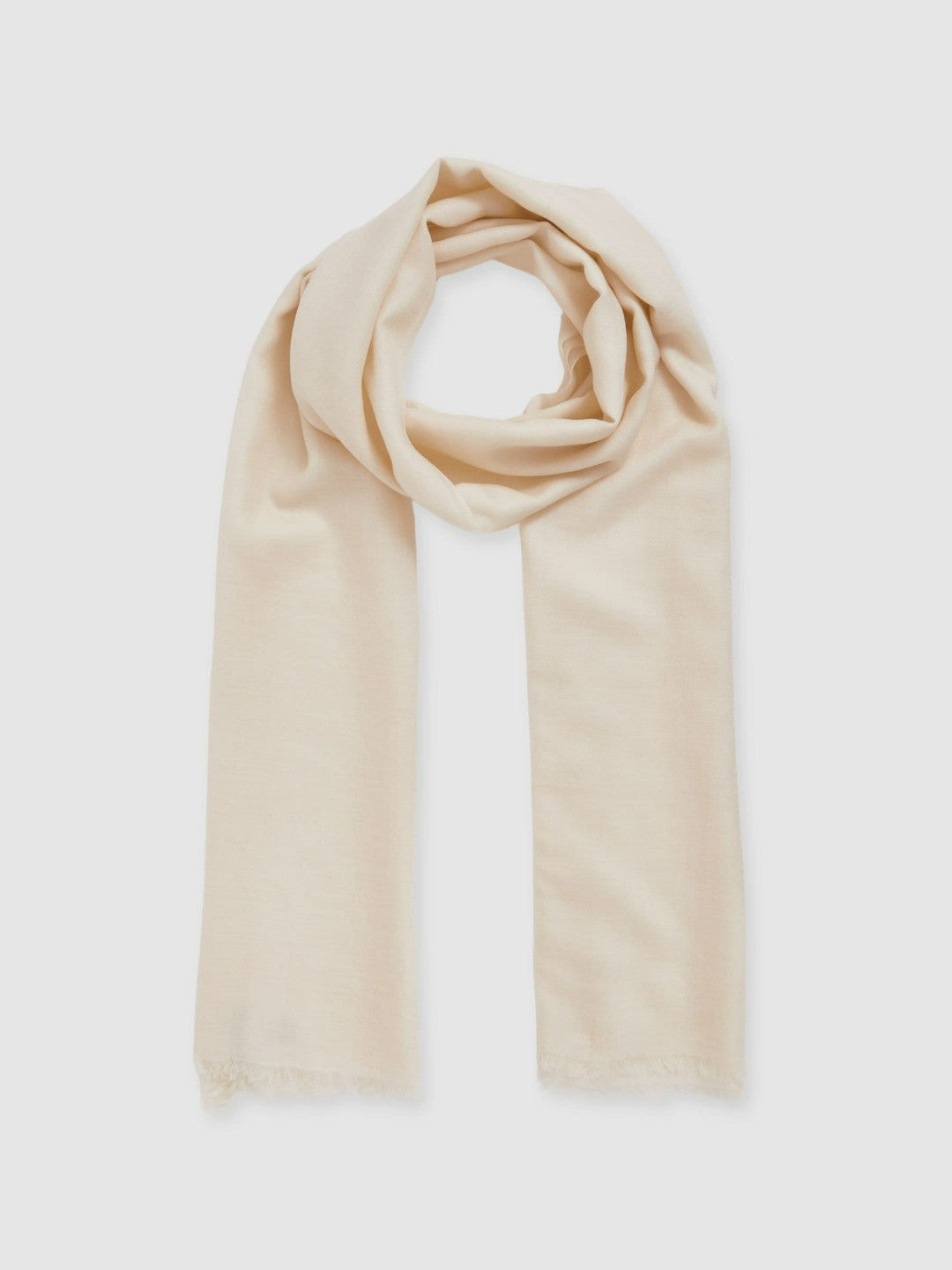 Reiss Wool-Cashmere Lightweight Scarf in Off White