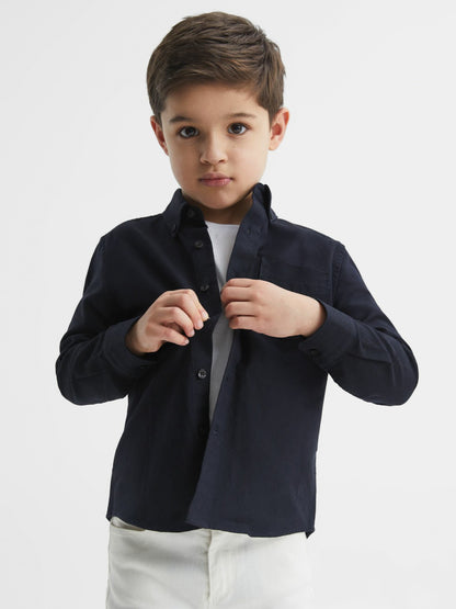 Reiss 3-9 yrs Button Down Oxford Shirt in Navy