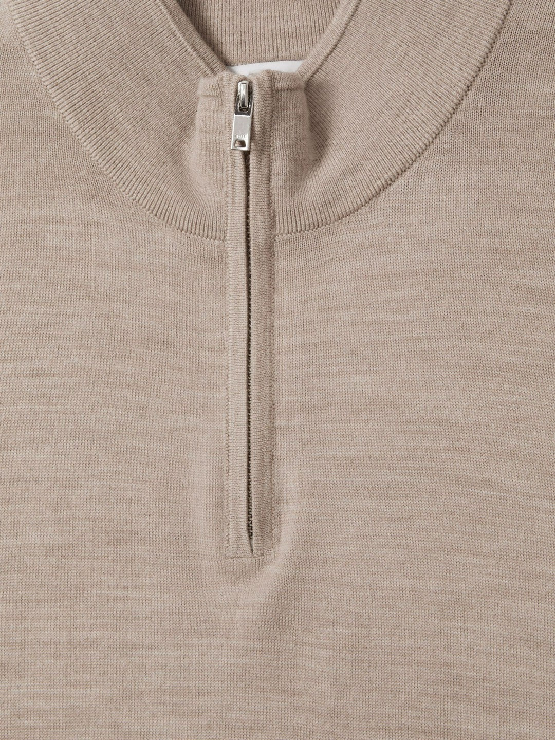 Reiss Merino Wool Half-Zip Jumper in Wheat Melange