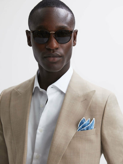 Reiss Plain Silk Pocket Square in Soft Blue