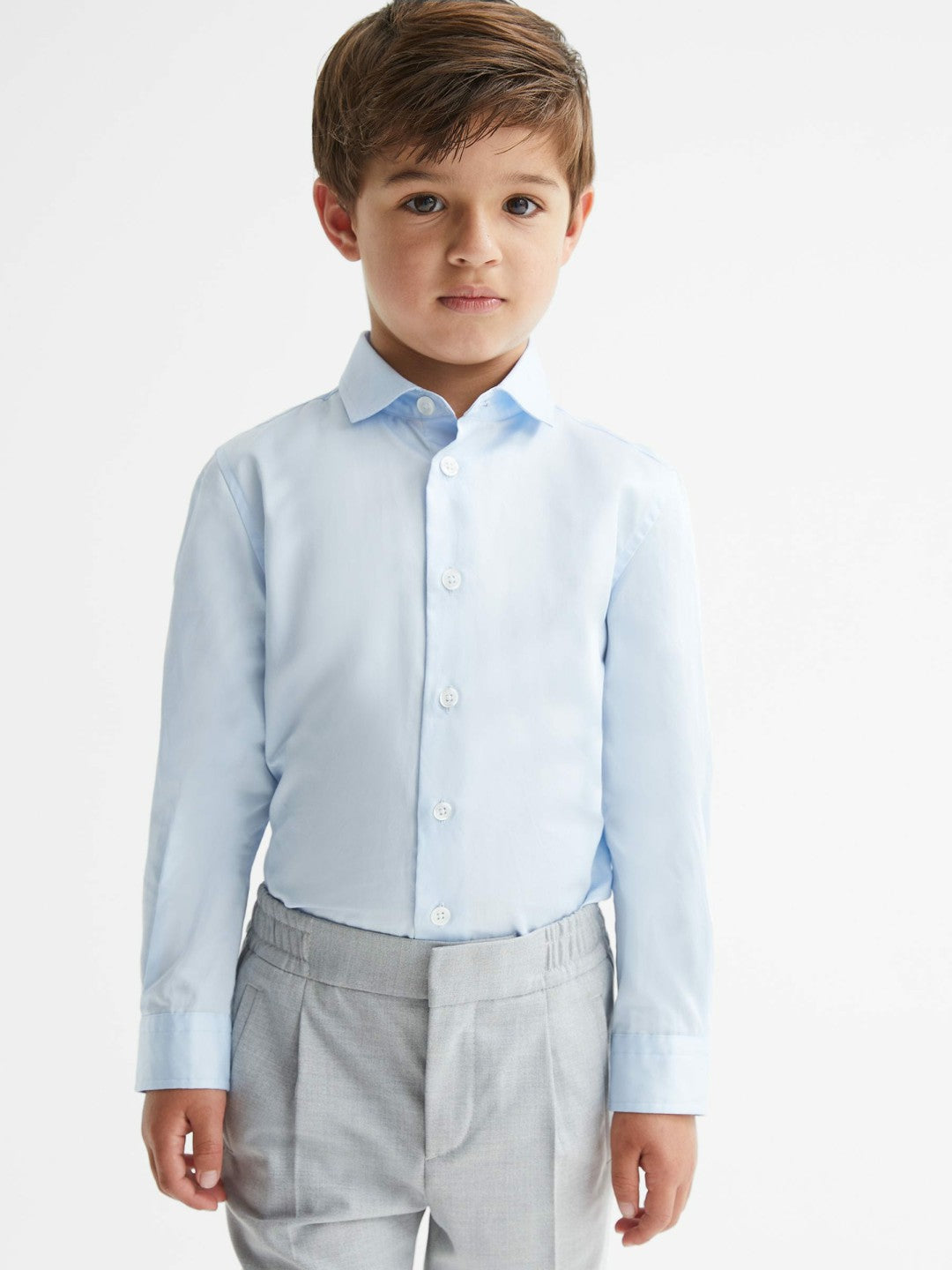Reiss 4-9 yrs Slim-Fit Cotton Shirt in Soft Blue