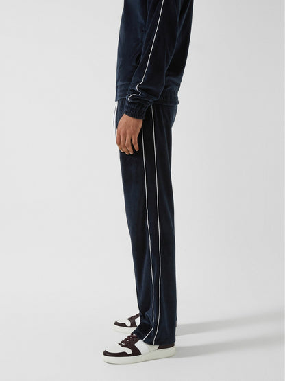 Reiss Velour Jogger With Piping in Navy