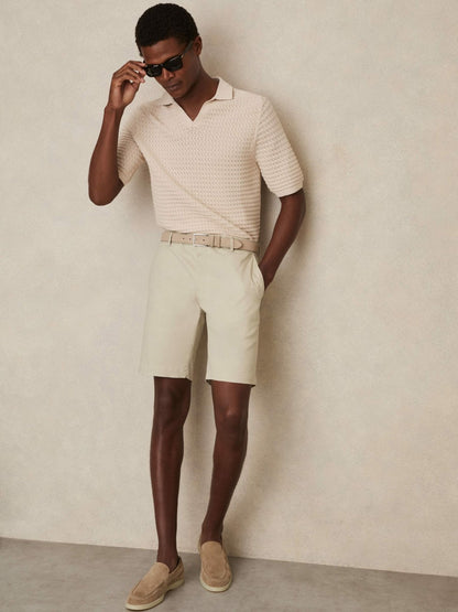 Reiss Cotton Chino Shorts With Stretch in Stone