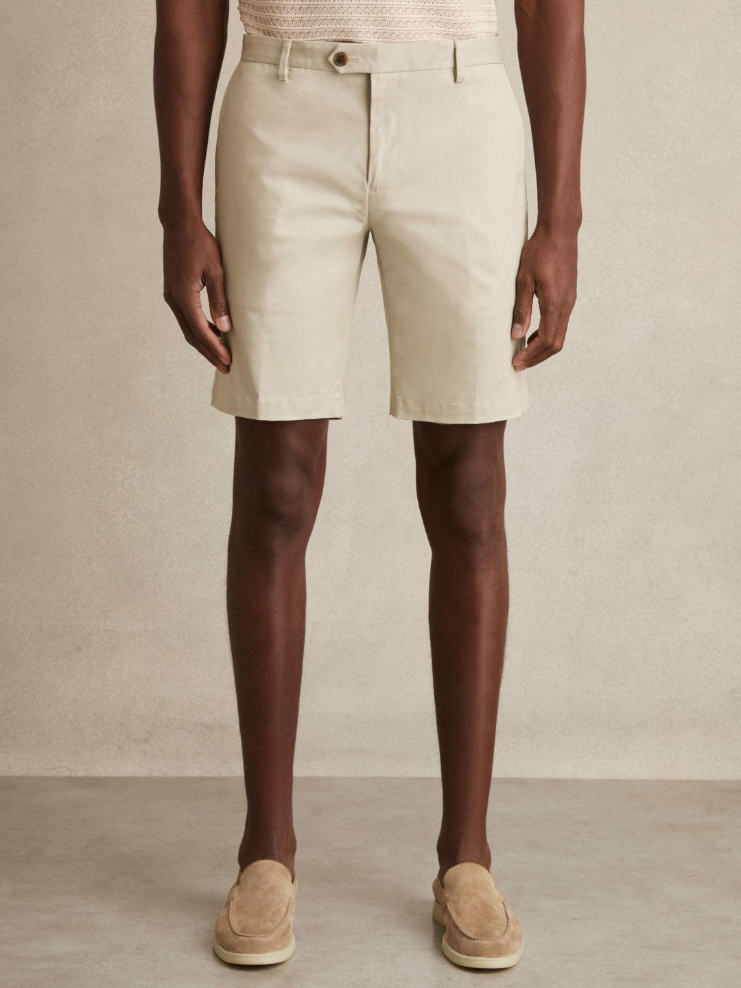 Reiss Cotton Chino Shorts With Stretch in Stone
