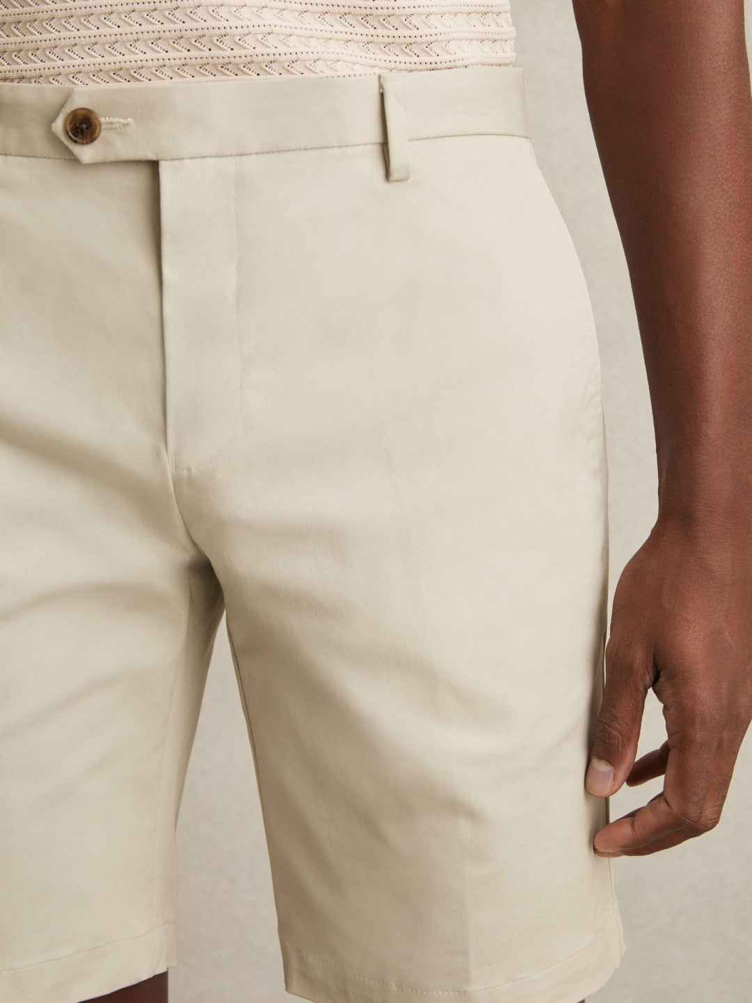Reiss Cotton Chino Shorts With Stretch in Stone