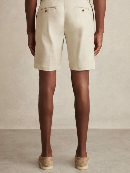 Reiss Cotton Chino Shorts With Stretch in Stone