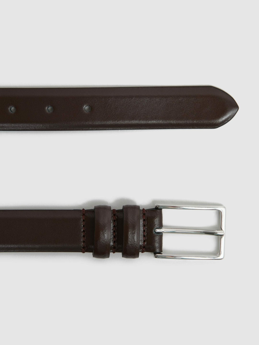Reiss Smooth Leather Belt in Chocolate
