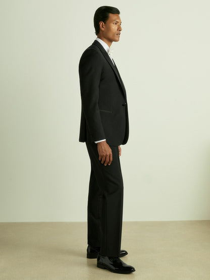 Reiss Modern Fit Tuxedo Trousers in Black