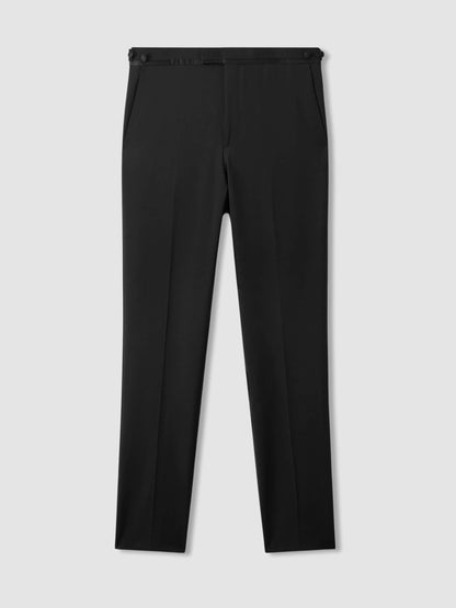 Reiss Modern Fit Tuxedo Trousers in Black