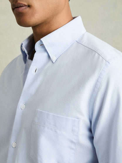 Reiss Slim-Fit Button-Down Collar Cotton Oxford Shirt in Soft Blue
