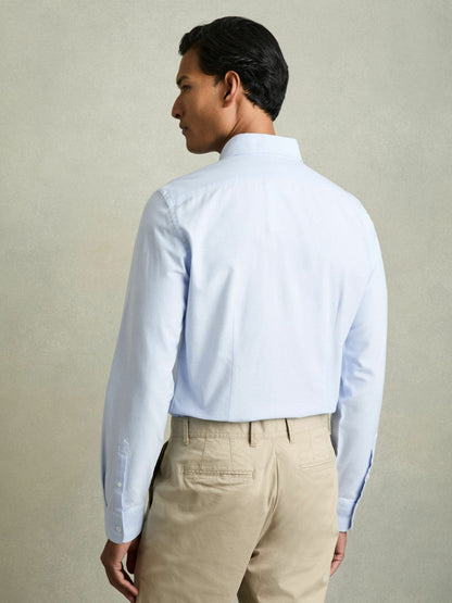 Reiss Slim-Fit Button-Down Collar Cotton Oxford Shirt in Soft Blue