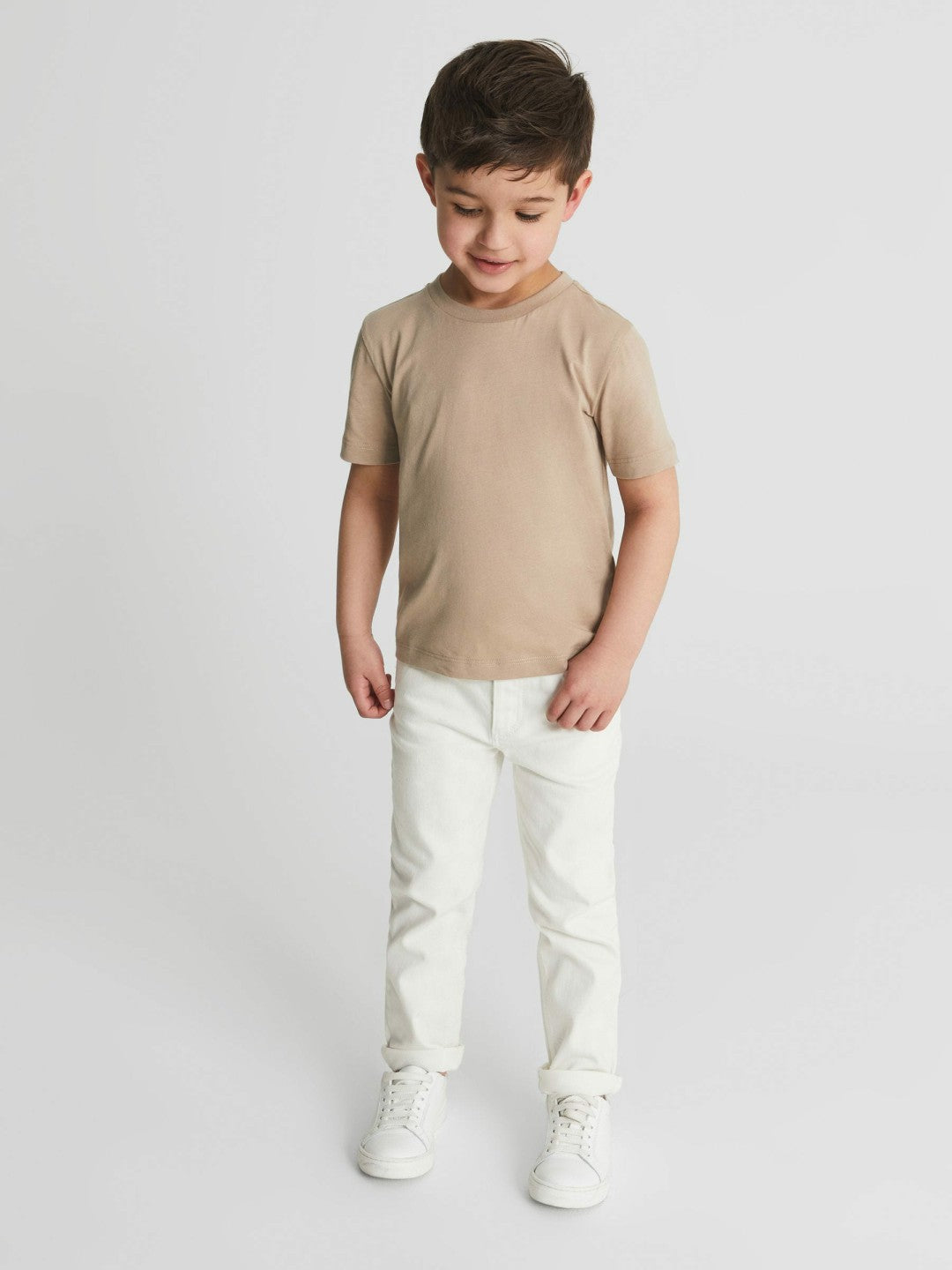 Reiss 3-9 yrs Crew Neck T-Shirt in Stone