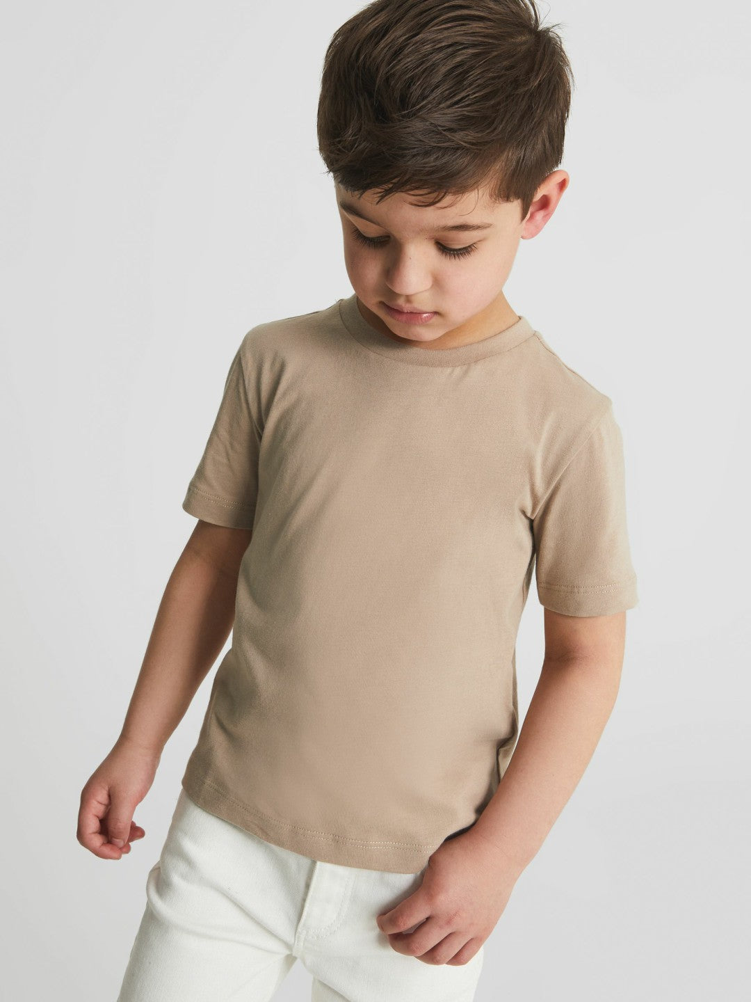 Reiss 9-13 yrs Crew Neck T-Shirt in Stone