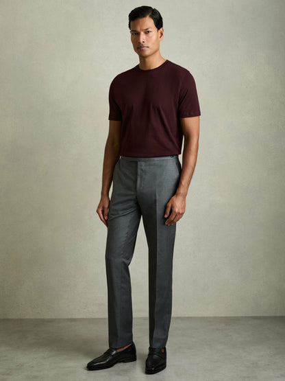 Reiss Cotton Crew Neck T-Shirt in Bordeaux