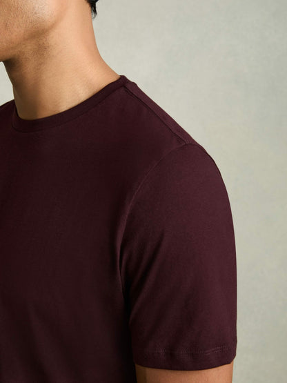 Reiss Cotton Crew Neck T-Shirt in Bordeaux