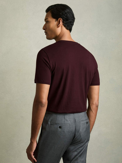 Reiss Cotton Crew Neck T-Shirt in Bordeaux