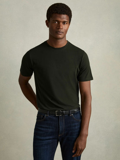 Reiss Cotton Crew Neck T-Shirt in Oxidised Green