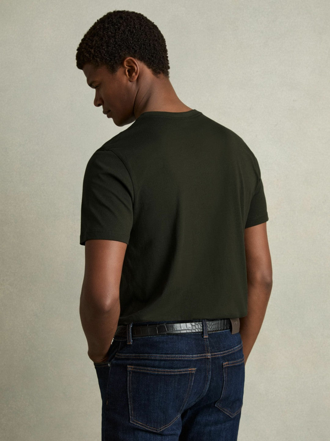 Reiss Cotton Crew Neck T-Shirt in Oxidised Green