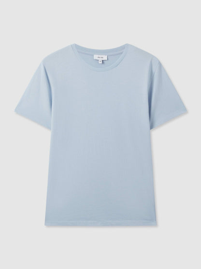 Reiss Cotton Crew Neck T-Shirt in Soft Blue