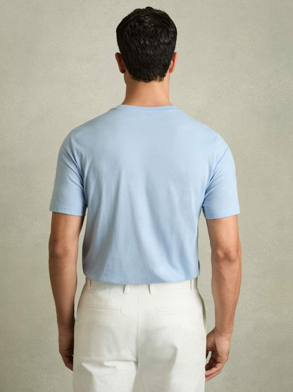 Reiss Cotton Crew Neck T-Shirt in Soft Blue