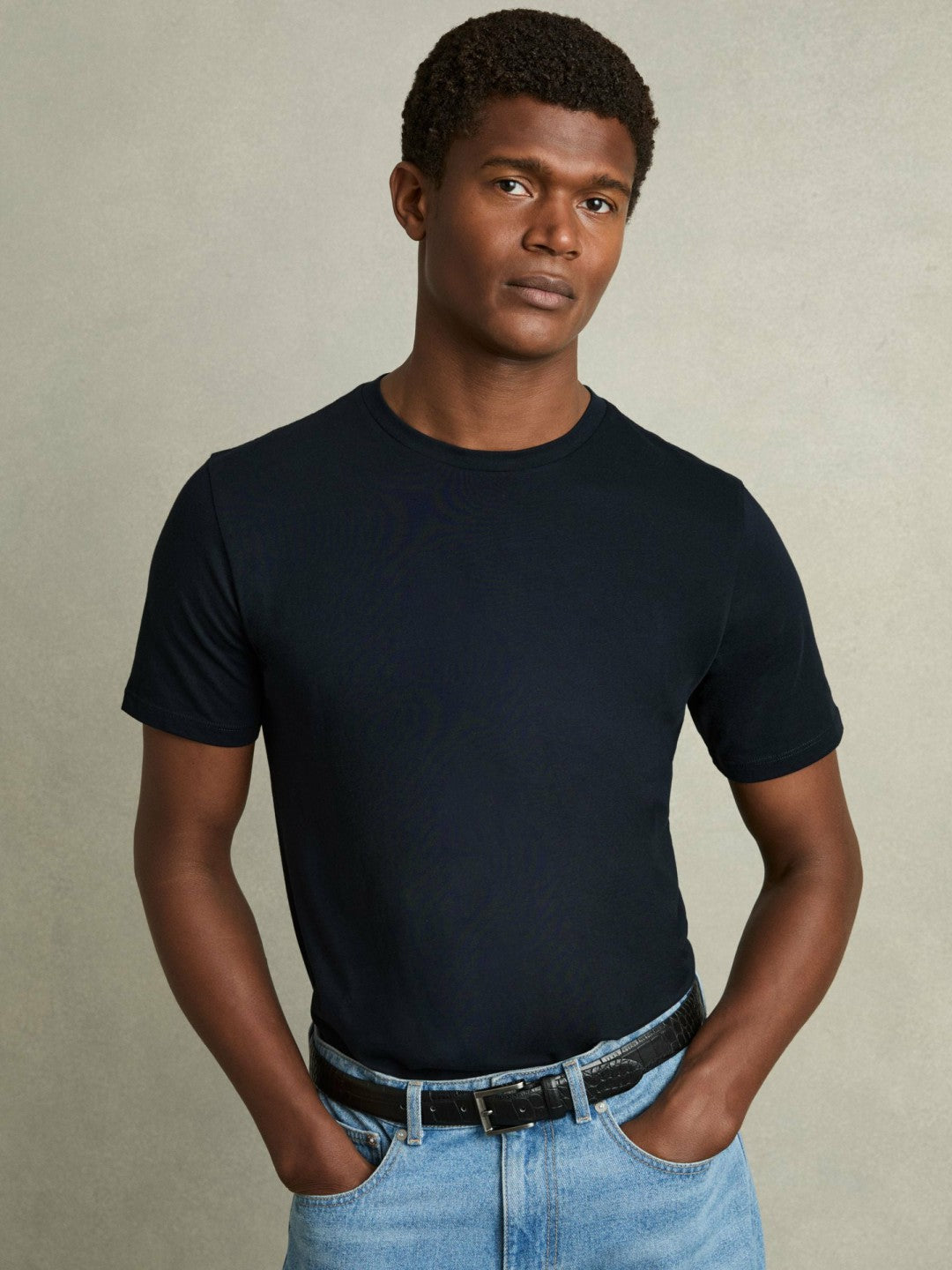 Reiss Cotton Crew Neck T-Shirt in Navy