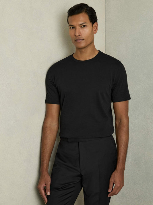 Reiss Cotton Crew Neck T-Shirt in Black