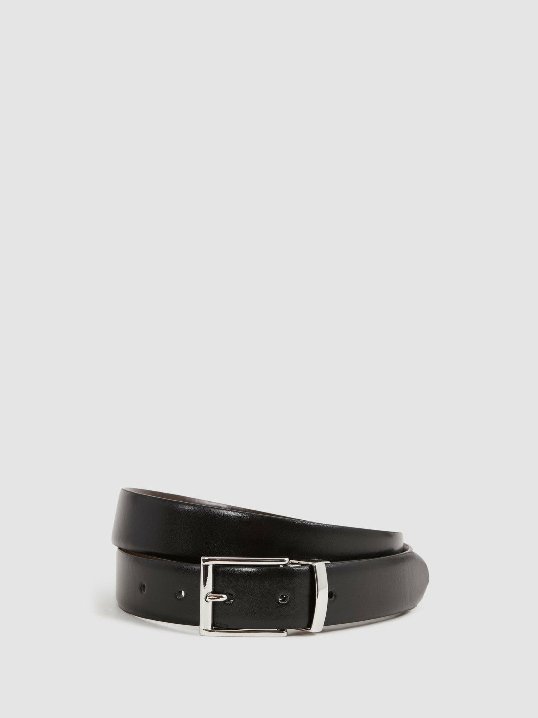 Reiss Reversible Leather Belt in Black/Dark Brown