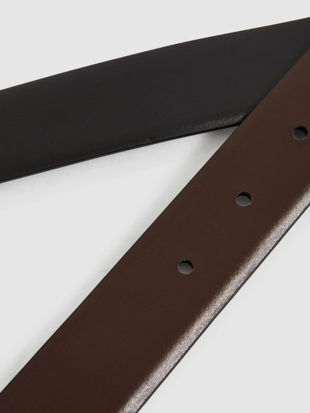 Reiss Reversible Leather Belt in Black/Dark Brown