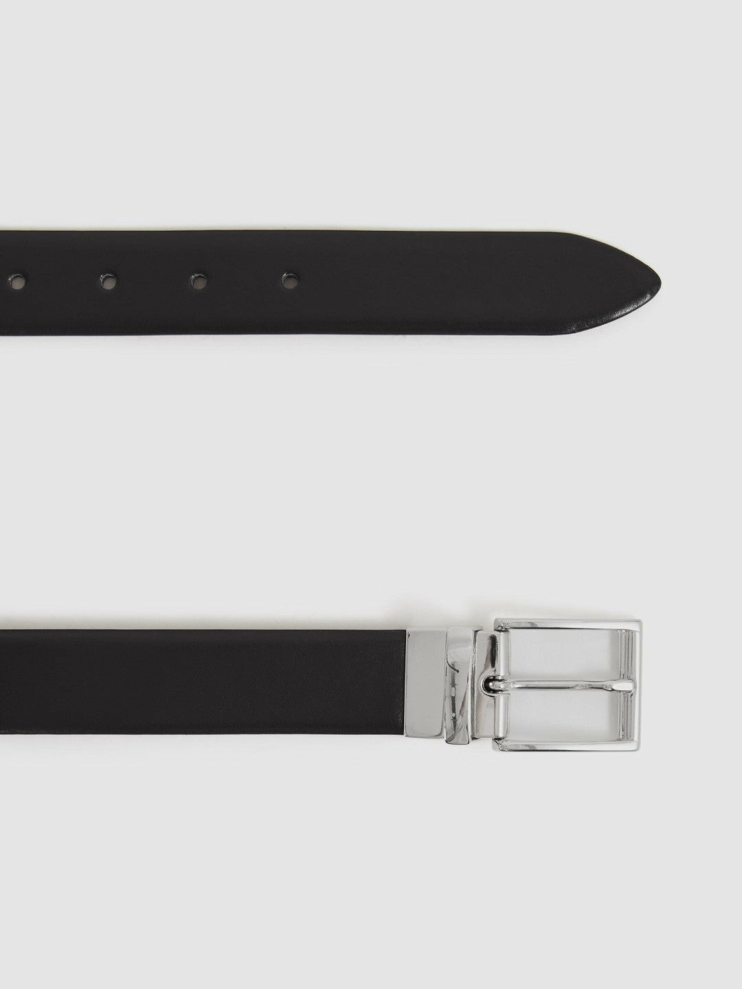 Reiss Reversible Leather Belt in Black/Dark Brown