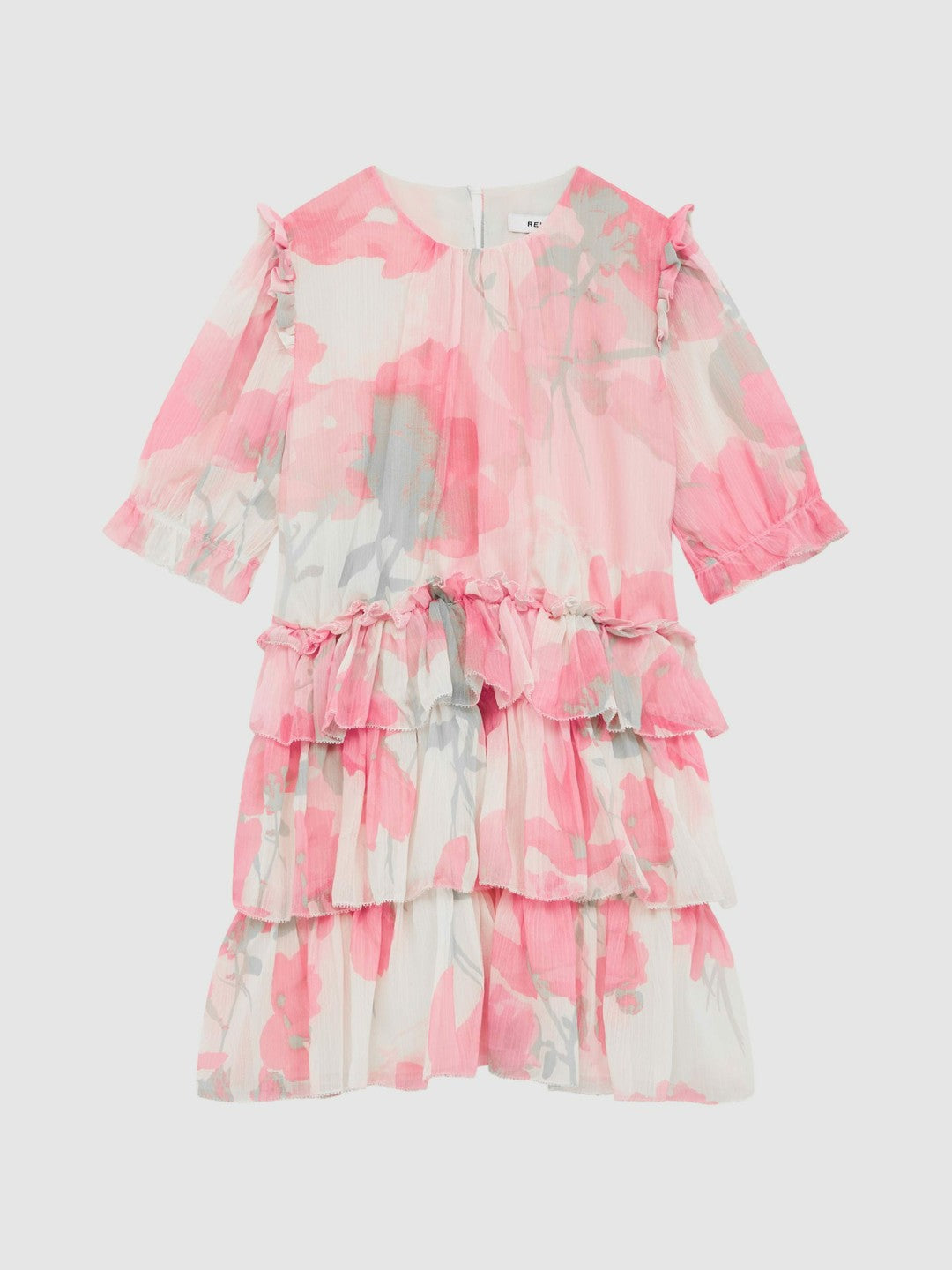 Reiss 4-9 yrs Printed Tiered Dress in Pink Print
